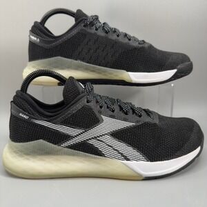 Reebok Nano 9 Womens 8 Crossfit Training Shoes Black‎ White Lace Up Low Sneakers